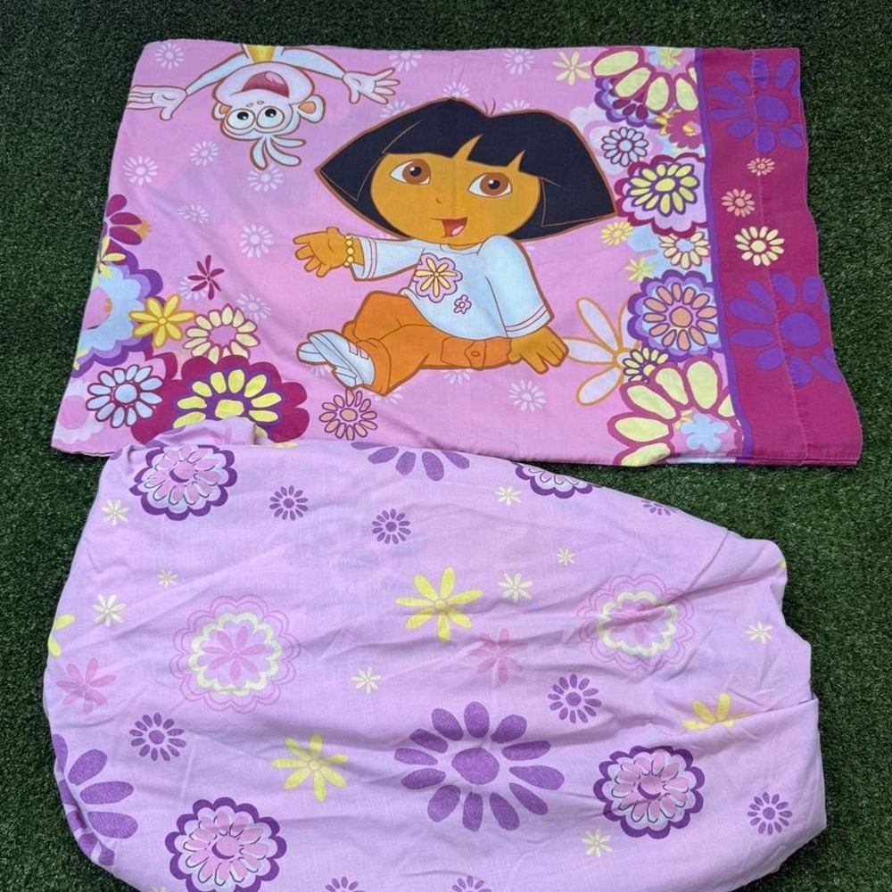 Vintage Y2K Dora the Explorer TWIN Fitted Sheet and Pillowcase Set Cotton